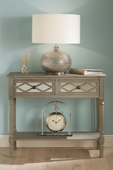 Pacific Grey Mirrored Pine Wood Console Table