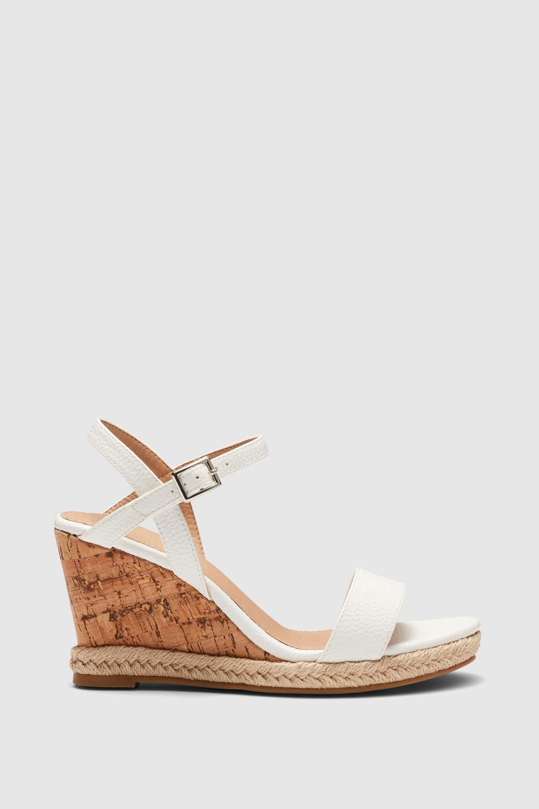 Novo White Wide Fit Booma Cork Wedge Sandals