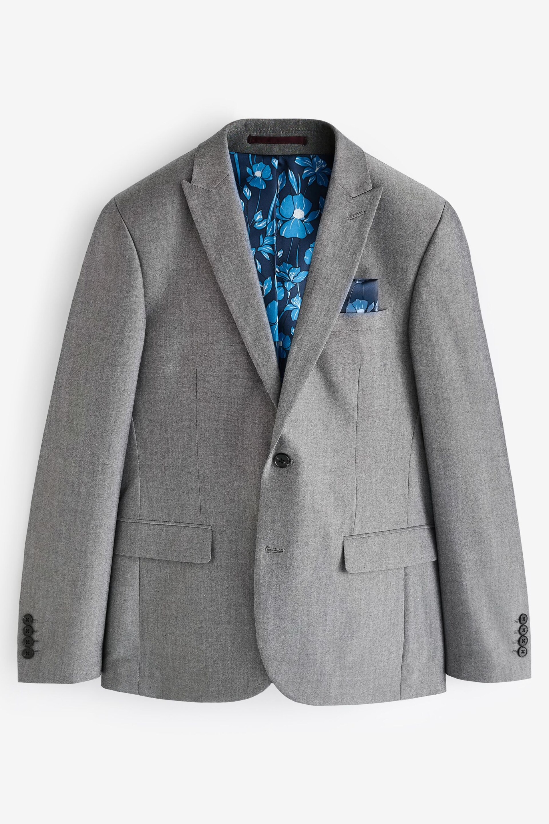 Light Grey Slim Two Button Suit Jacket - Image 2 of 7