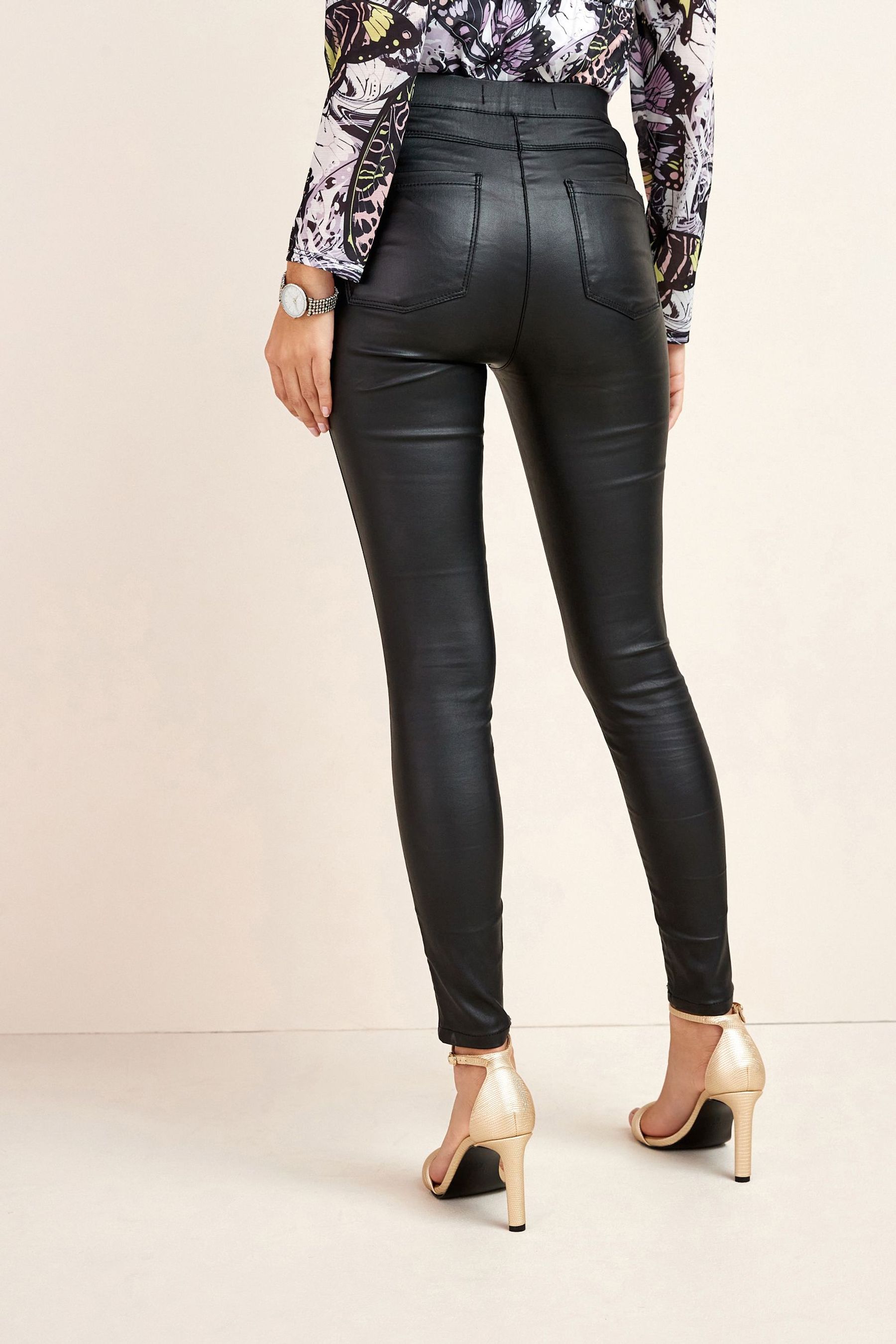 Buy Black Sculpt Pull On Coated Leggings from Next Luxembourg