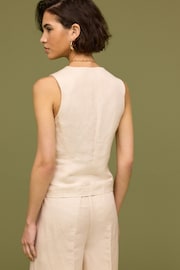Natural Linen Blend Smart Waistcoat - Image 3 of 6