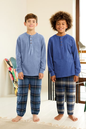 Blue Check Bottom Pyjamas 2 Pack (3-16yrs)