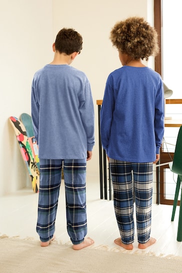 Blue Check Bottom Pyjamas 2 Pack (3-16yrs)