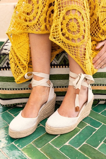 Novo Natural Wide Fit Buenos Aries Closed Toe Espadrille Wedges