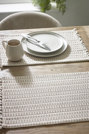 Set of 2 Natural Geo Fabric Placemats
