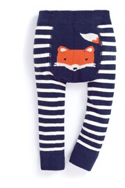 JoJo Maman Bébé Navy Fox Knitted Leggings - Image 3 of 3