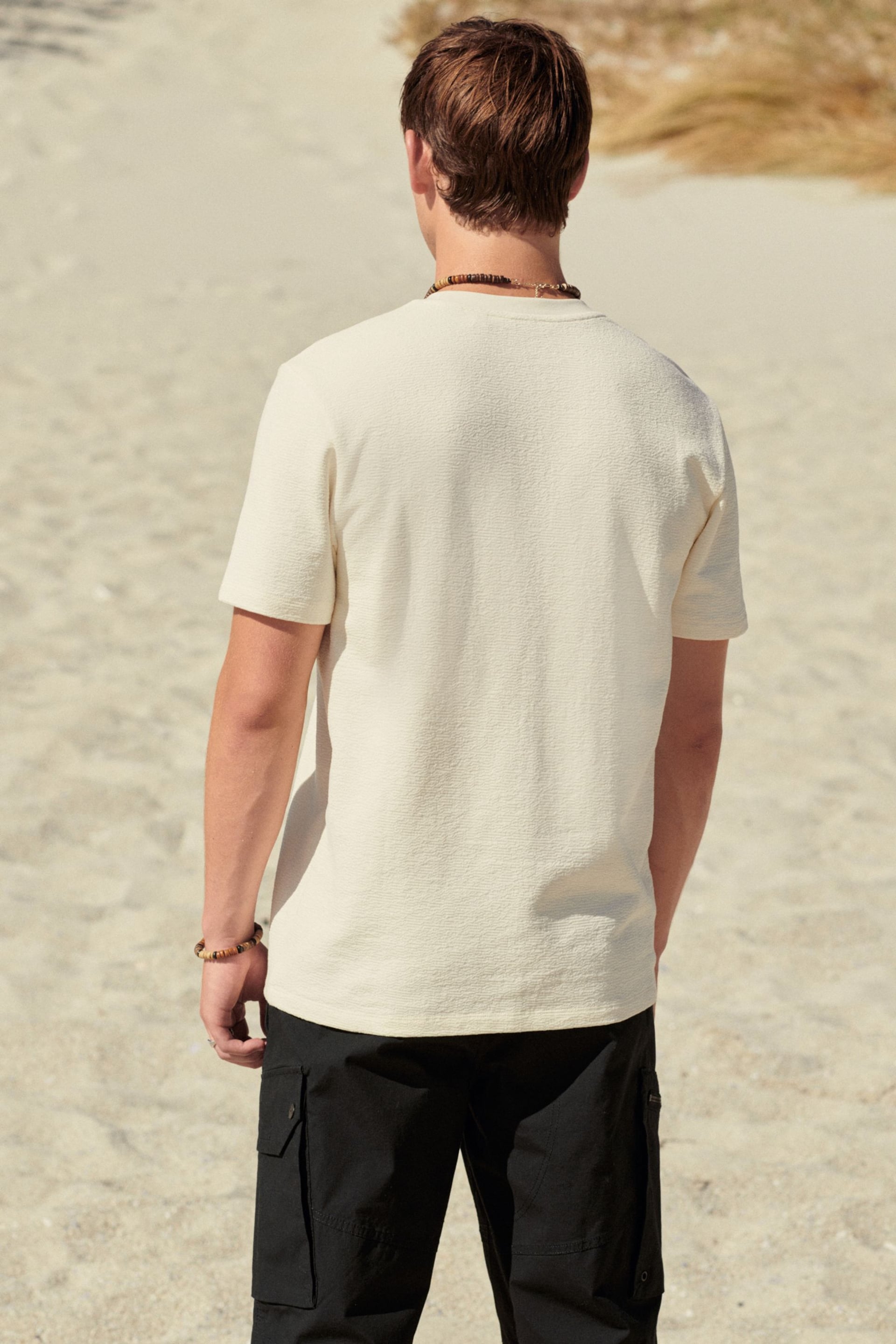 Ecru Texture Relaxed Fit Heavyweight T-Shirt - Image 4 of 7