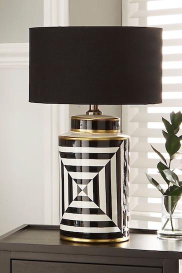 Pacific Black Optic Stripe Ceramic Table Lamp