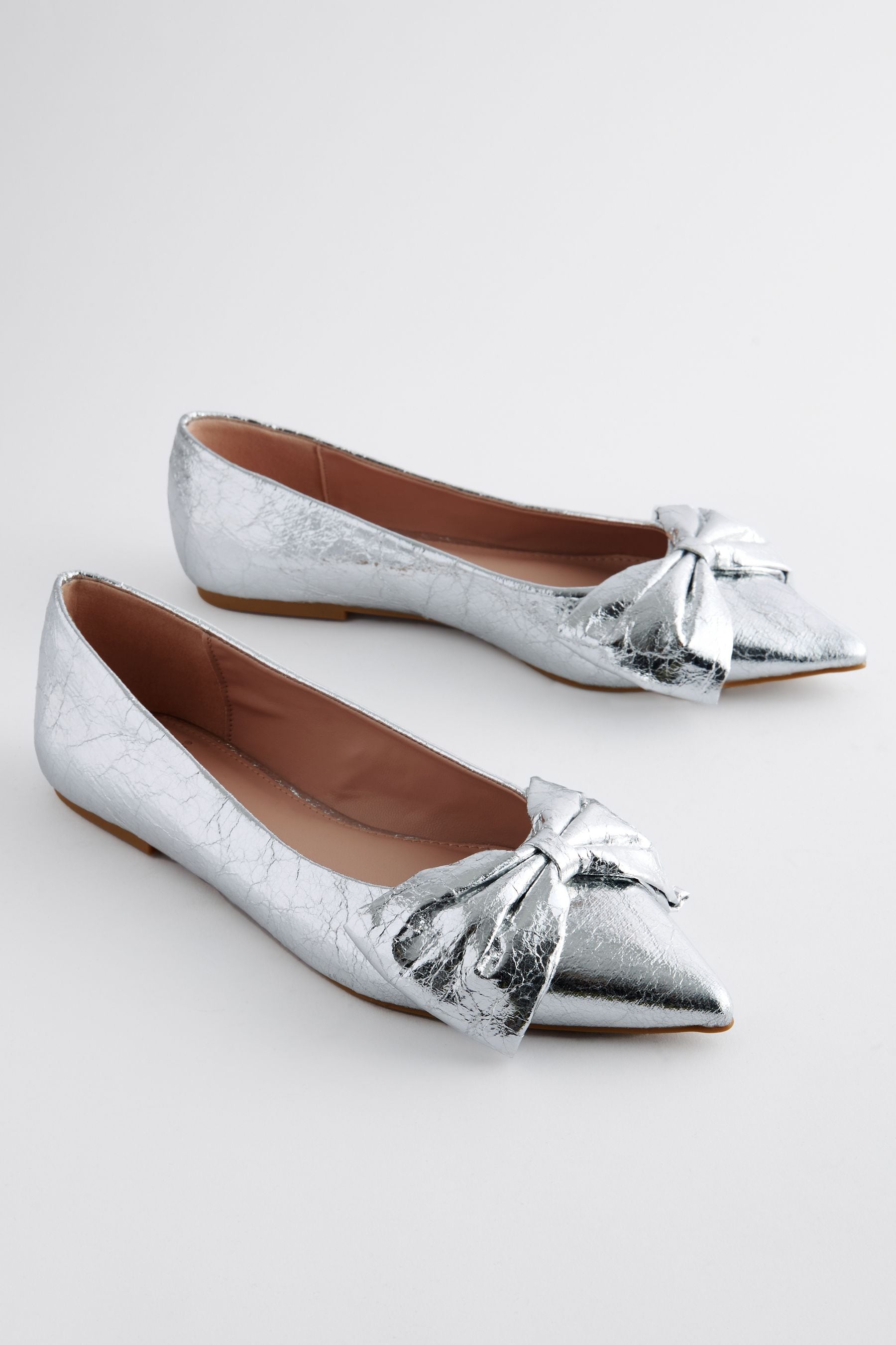 Womens silver ballet flats top