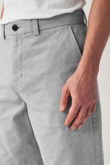 Grey Textured Chino Shorts
