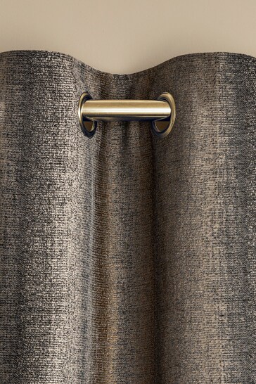 Black/Bronze Gold With Brass Eyelets Metallic Stripe Eyelet Lined Curtains