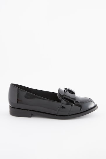 Black Patent School Bow Loafers