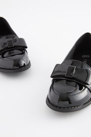 Black Patent School Bow Loafers - Image 4 of 5