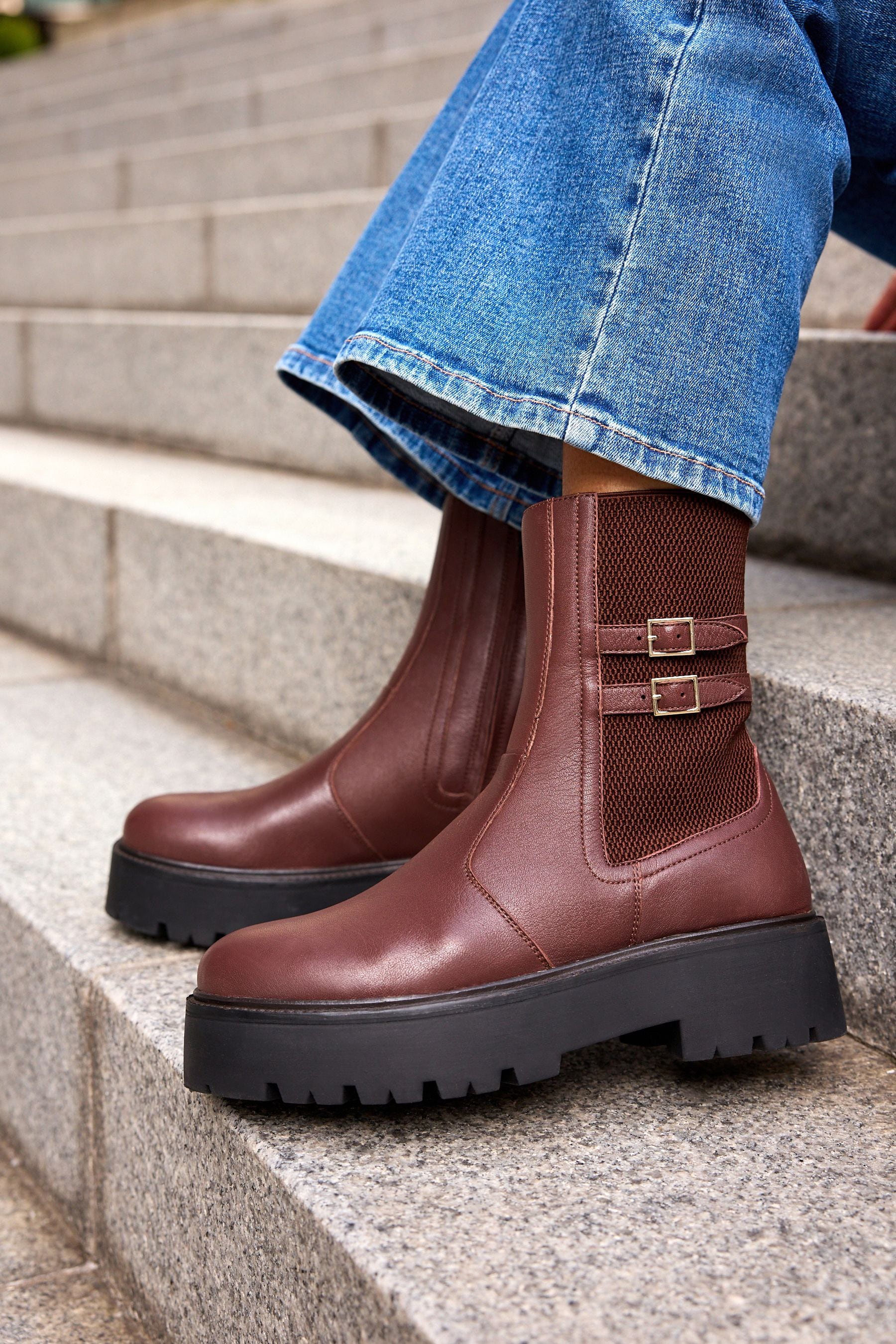 Burgundy Red Forever Comfort Chunky Platform Ankle Boots