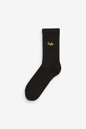 Days Of The Week Embroidered Motif Ankle Socks 5 Pack