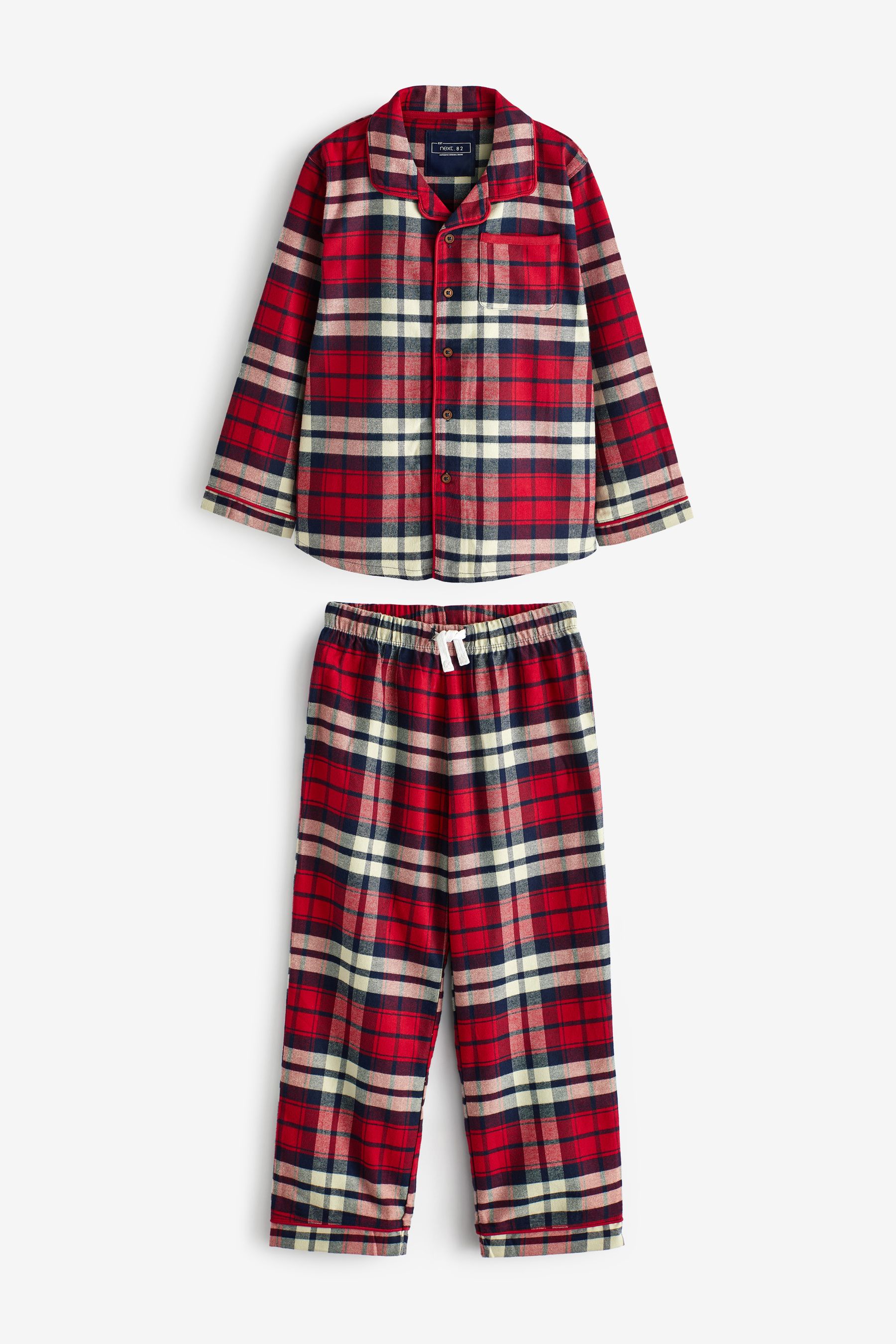 Kids red check pyjamas top