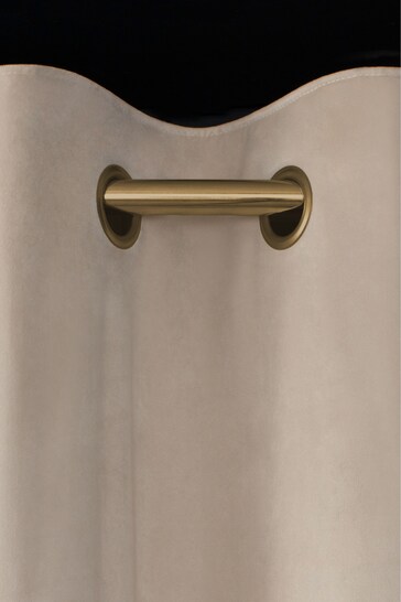 Oatmeal Natural with Brass Eyelets Matte Velvet Blackout/Thermal Eyelet Curtains