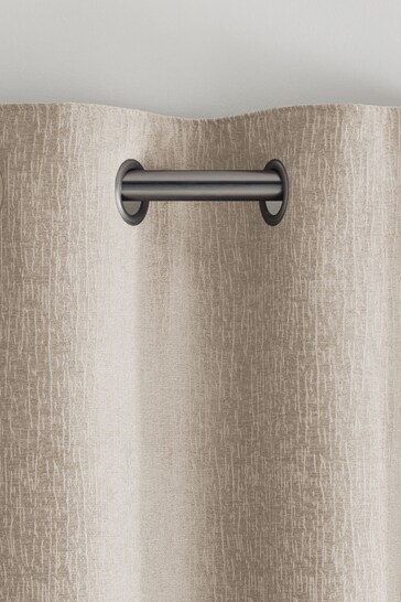 Natural with Pewter Eyelets Next Heavyweight Chenille Eyelet Lined Curtains