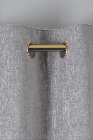 Light Grey with Brass Eyelets Next Heavyweight Chenille Eyelet Lined Curtains