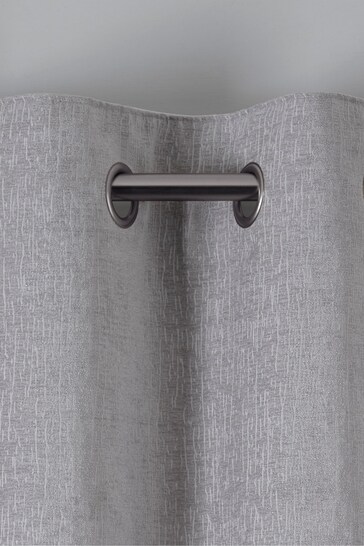 Light Grey with Pewter Eyelets Next Heavyweight Chenille Eyelet Lined Curtains