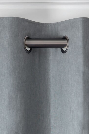 Steel Grey with Pewter Eyelets Cotton Blackout/Thermal Eyelet Curtains