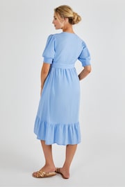 JoJo Maman Bébé Blue Linen Blend Maternity Midi Dress - Image 3 of 4