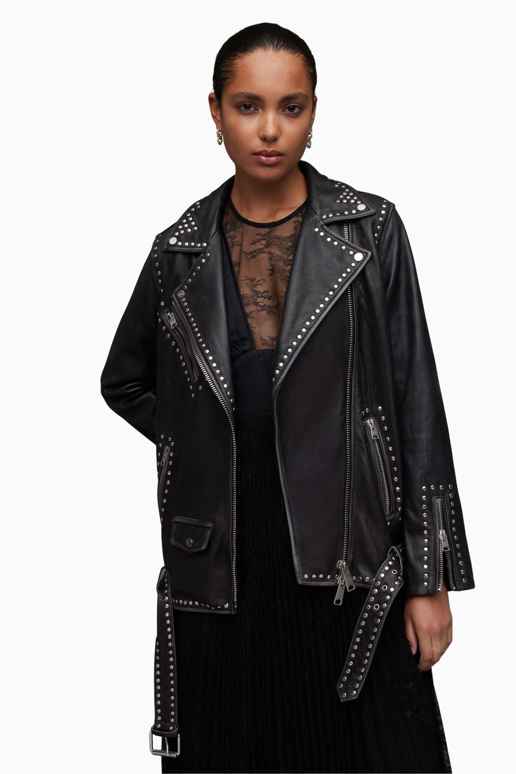 Buy AllSaints Black Billie Rocker Biker Jacket from Next USA