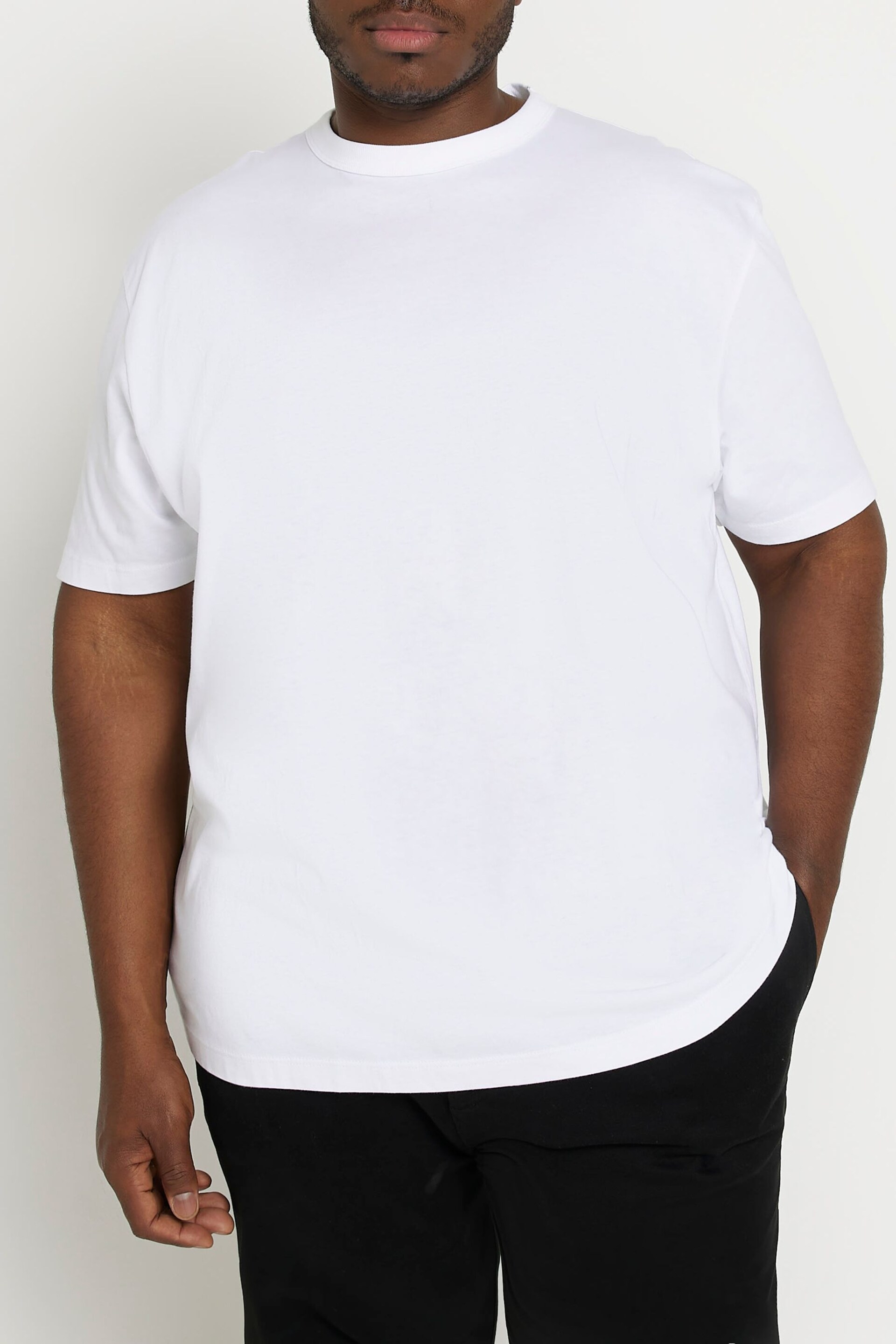 River Island White Big & Tall Regular Fit T-Shirt - Image 1 of 4
