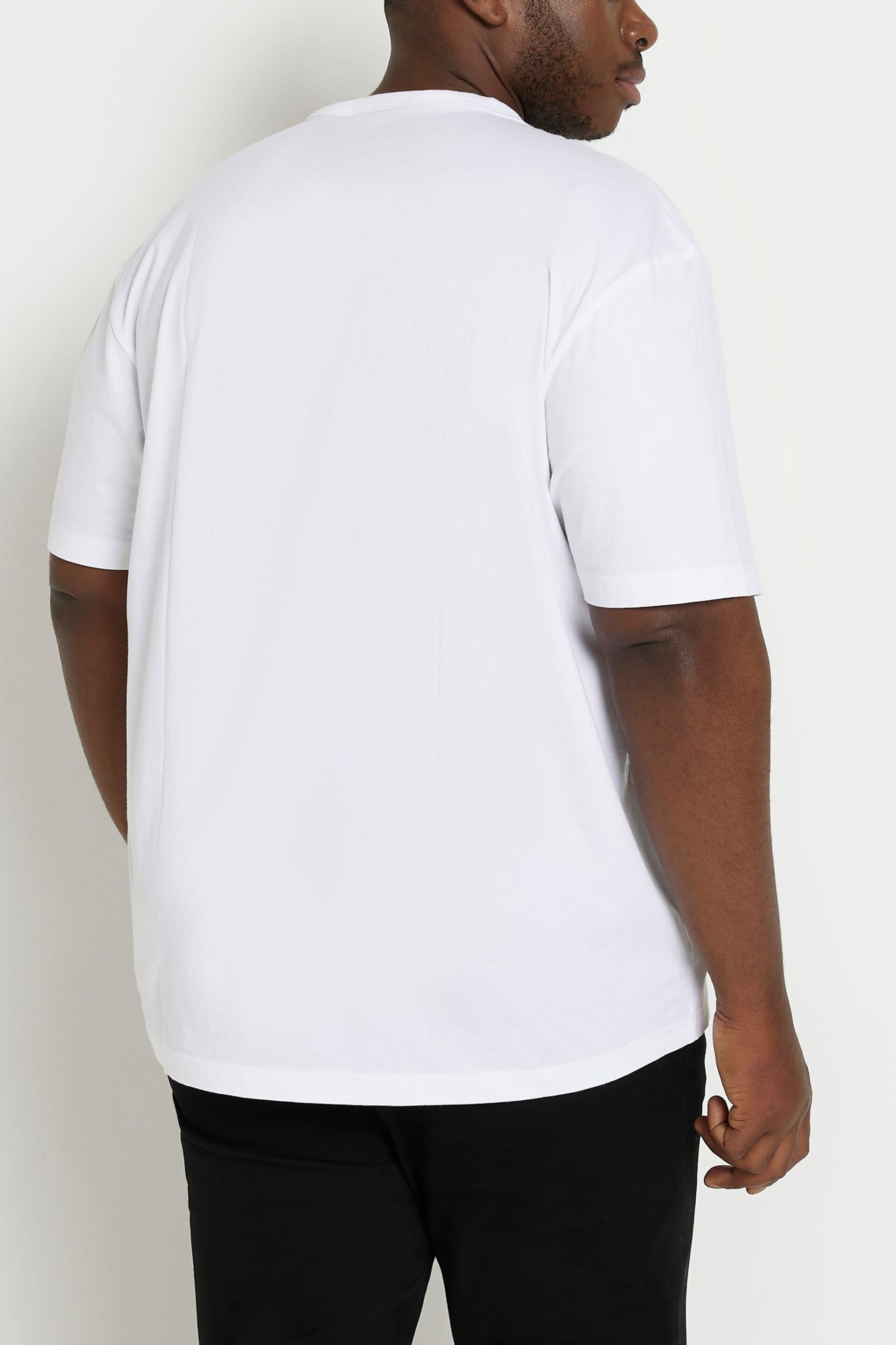 River Island White Big & Tall Regular Fit T-Shirt - Image 2 of 4