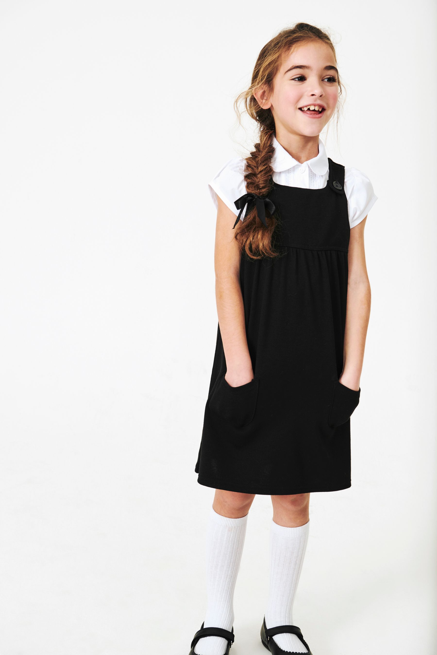 Buy Black Jersey Stretch Pinafore School Dress 3 14yrs from the Next UK online shop