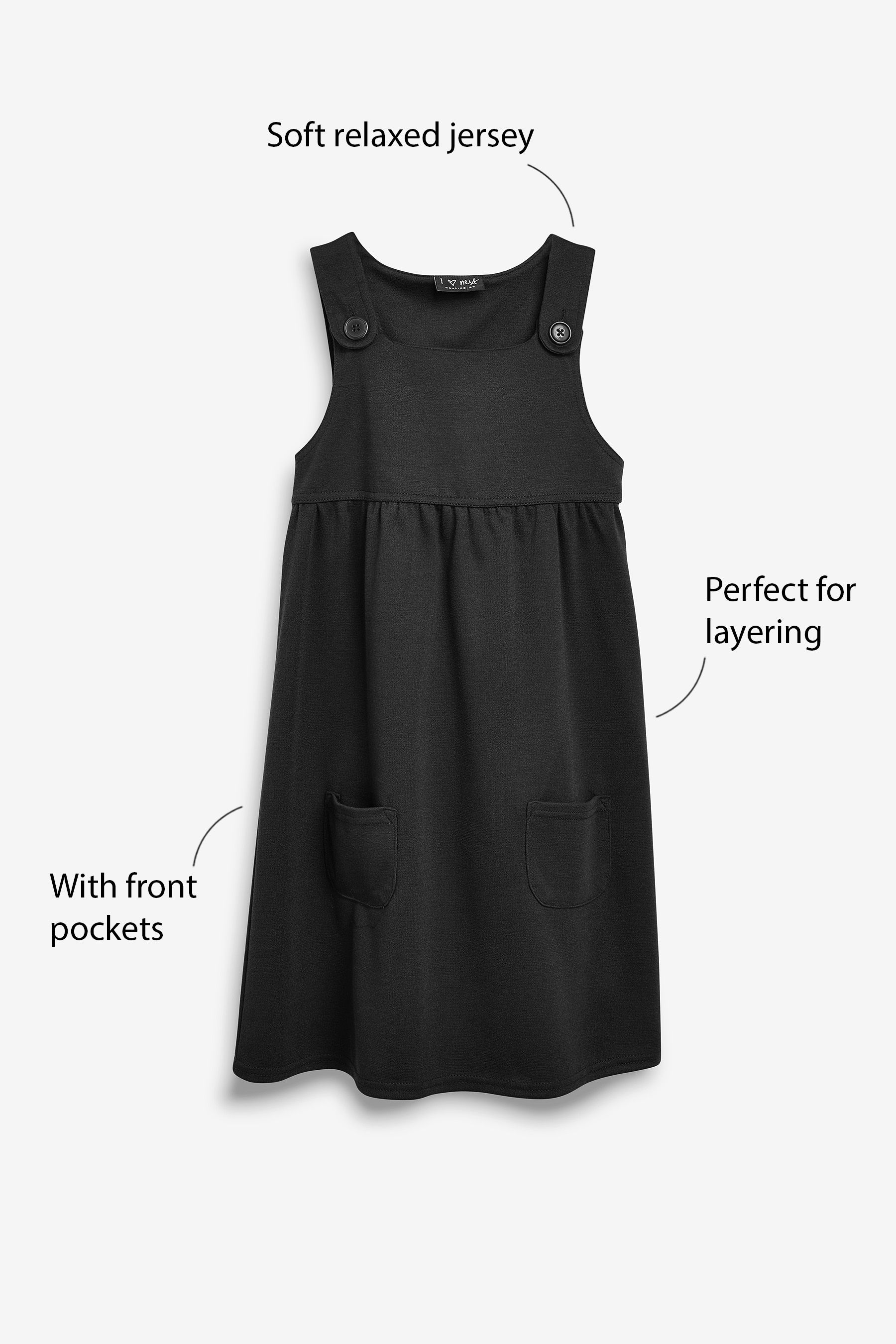 Buy Black Jersey Stretch Pinafore School Dress 3 14yrs from the Next UK online shop