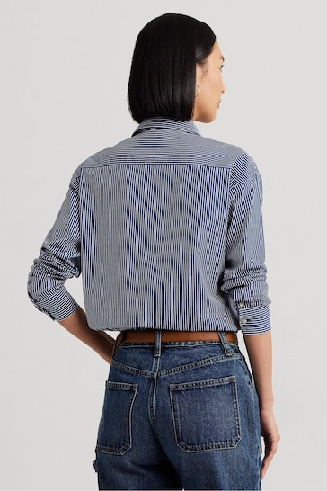 Lauren Ralph Lauren Kotta Striped Cotton Broadcloth Shirt