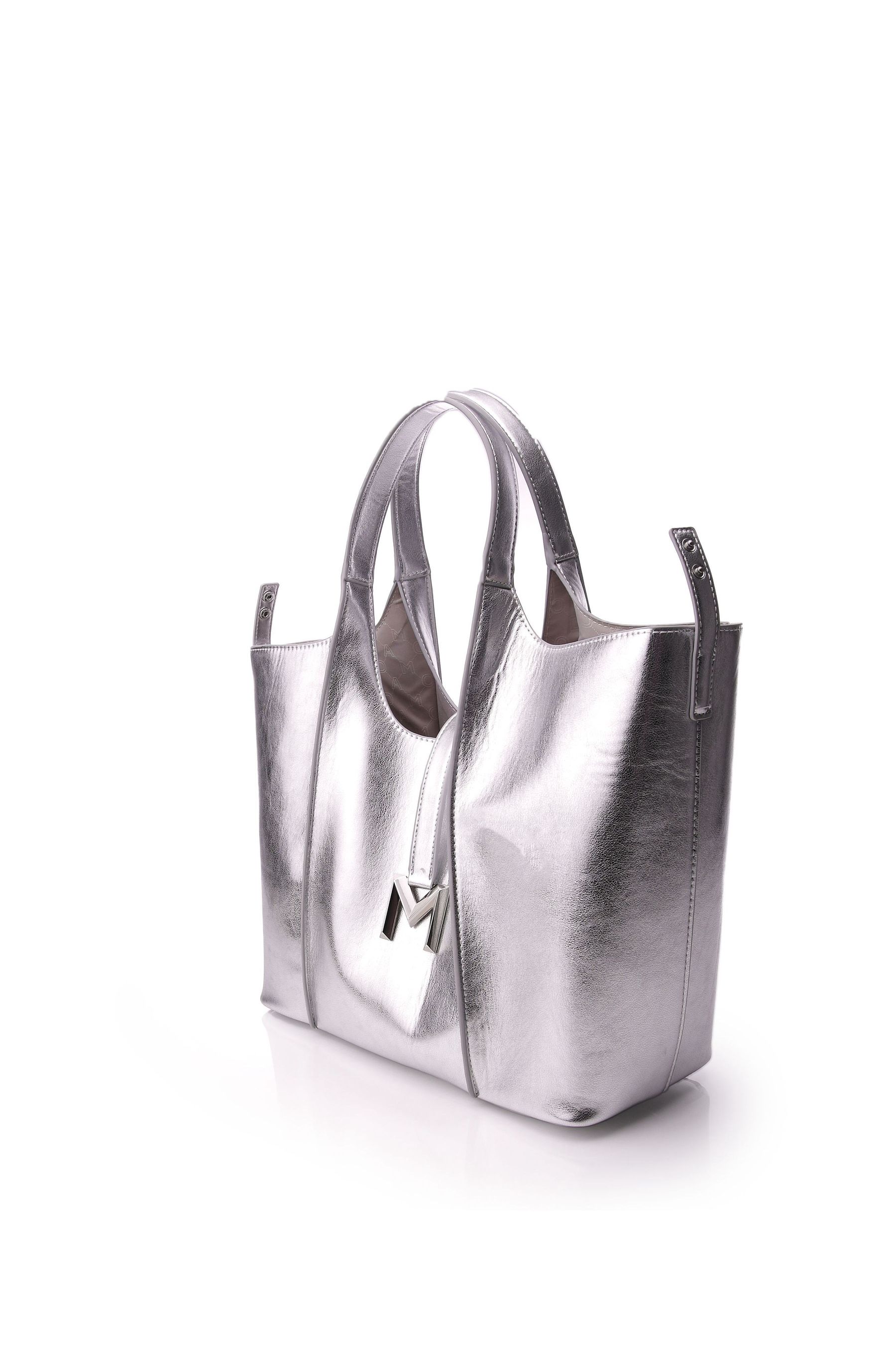Buy Moda in Pelle Rena Bag Silver Large Shopper Tote Bag from Next Luxembourg