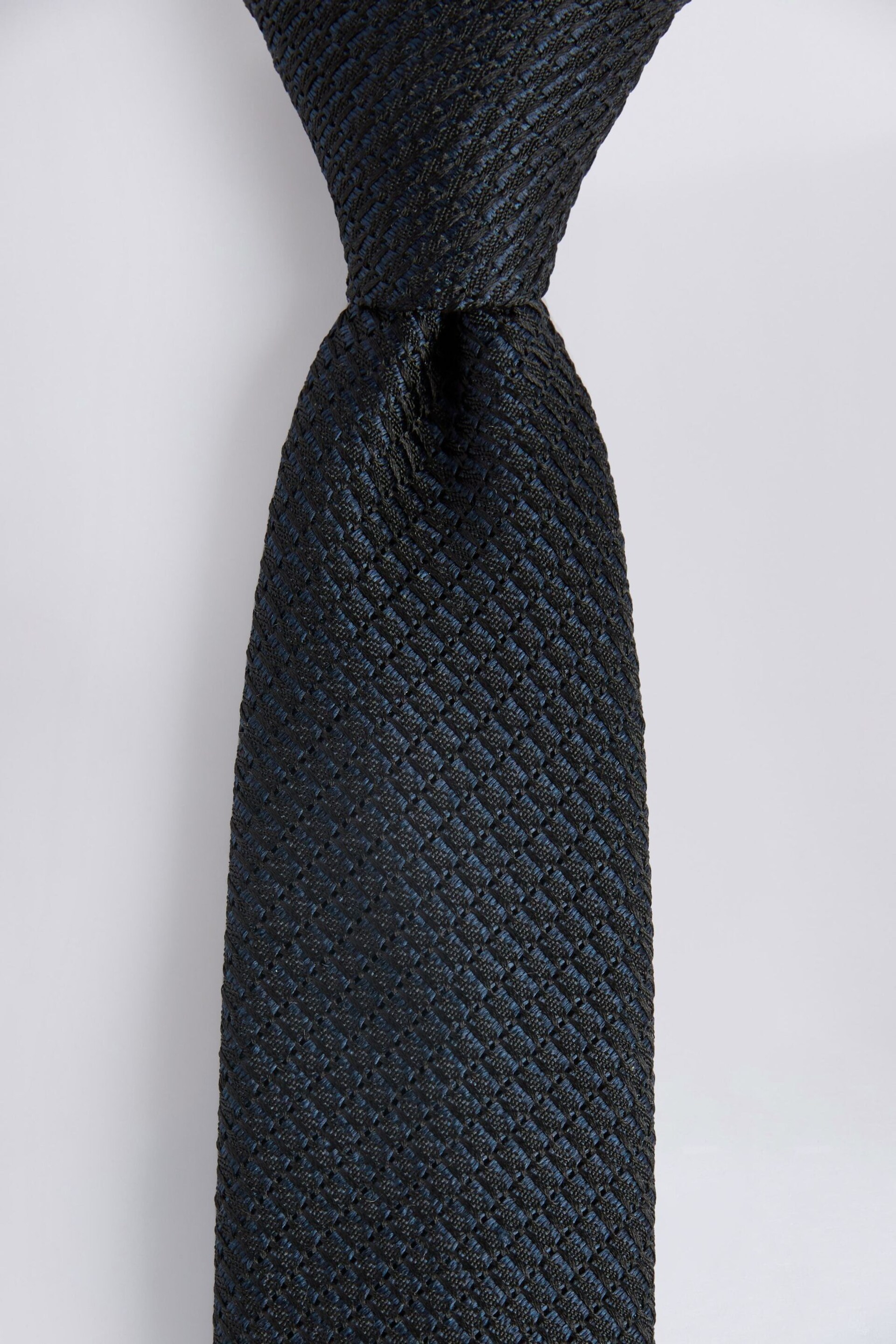MOSS Dark Blue Grenadine Silk Tie - Image 2 of 2