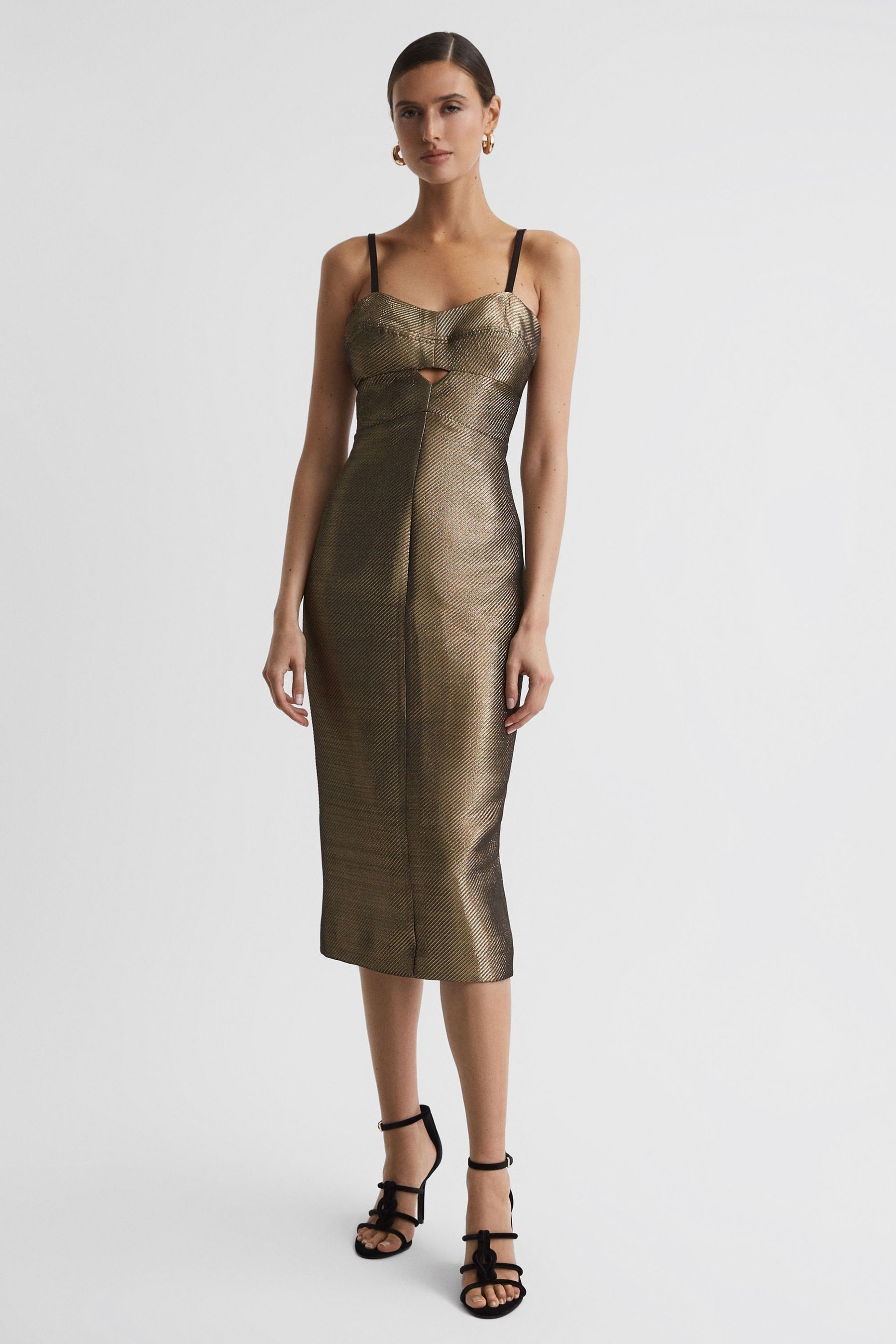 Gold bodycon midi dress top