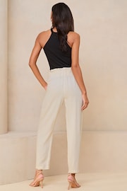 Lipsy Camel Petite Tapered Belted Smart Trousers - Image 2 of 4