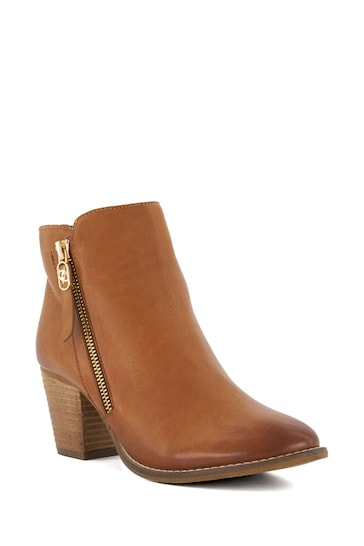 Dune London Brown Zip-Up Paicey Ankle Boots