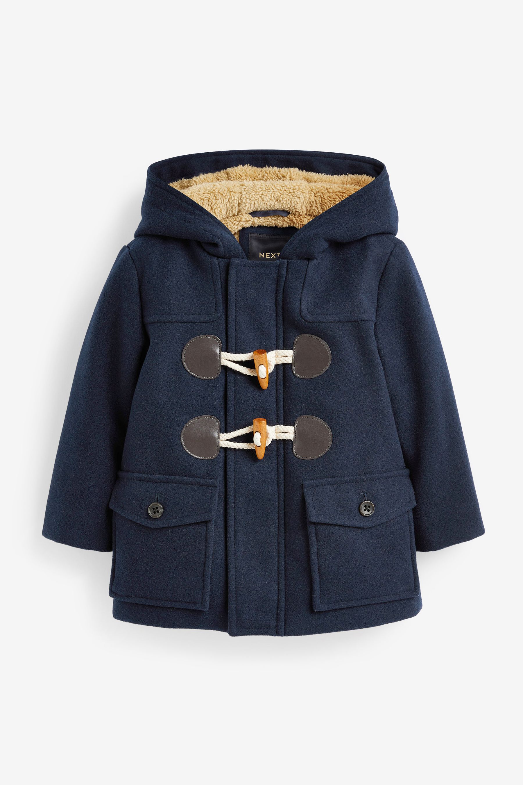 Buy Navy Blue Teddy Fleece Lined Duffle Coat 3mths 7yrs from Next Luxembourg