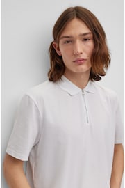 HUGO White Quarter Zip Polo Shirt - Image 1 of 5