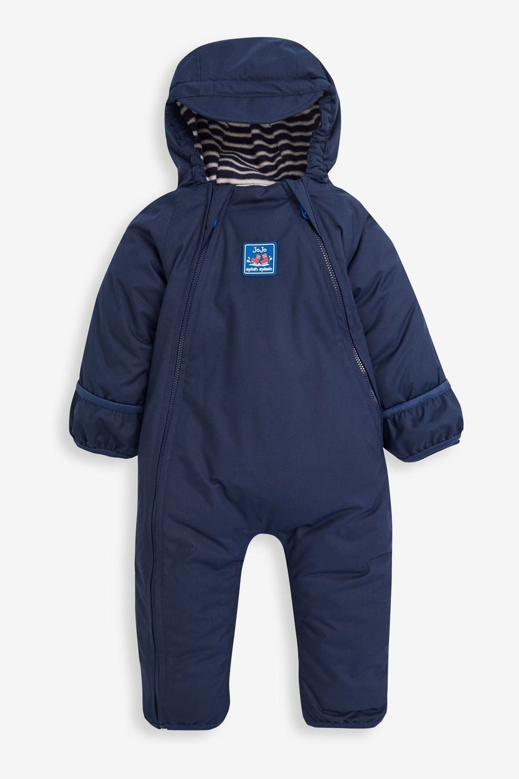 JoJo Maman Bebe Navy Blue Waterproof Fleece Lined Puddle Suit