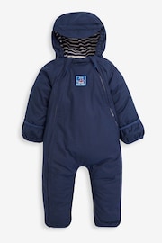 JoJo Maman Bébé Navy Waterproof Fleece Lined Puddlesuit - Image 4 of 9