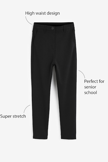 Buy Black Senior High Waist Stretch School Trousers (9-18yrs) from