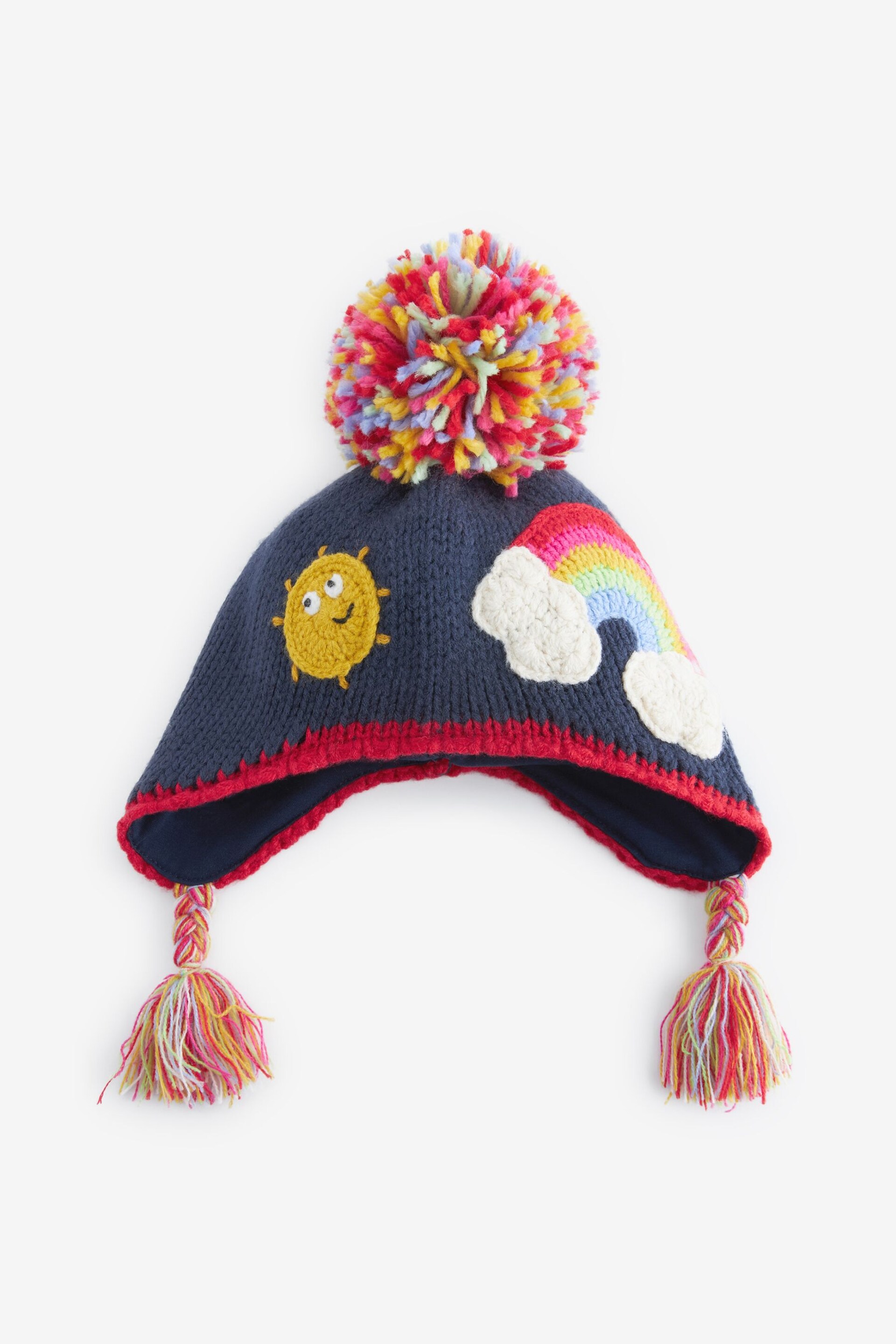 Navy Blue Rainbow Trapper Hat (3mths-6yrs) - Image 1 of 2