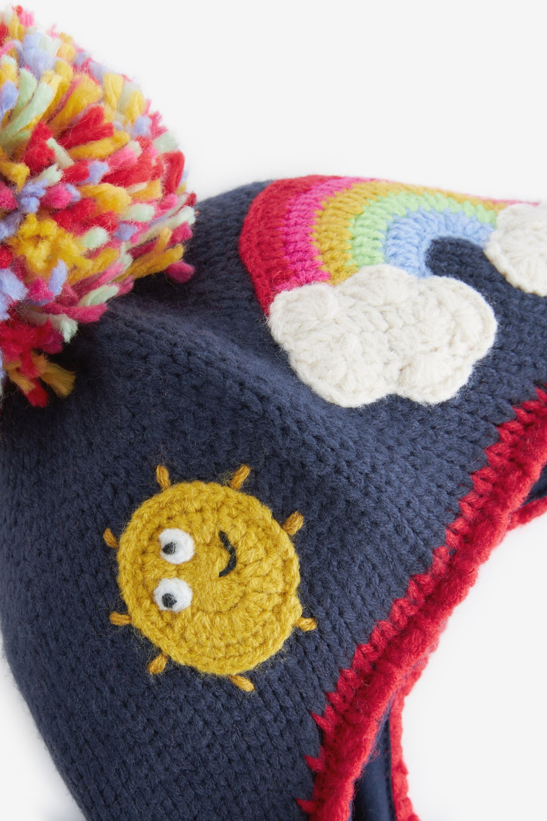 Navy Blue Rainbow Trapper Hat (3mths-6yrs) - Image 2 of 2