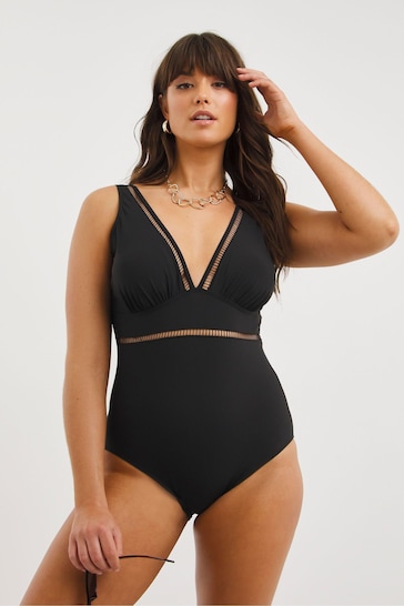 Figleaves Black Icon Non Wired Tummy Control Shaping Swimsuit