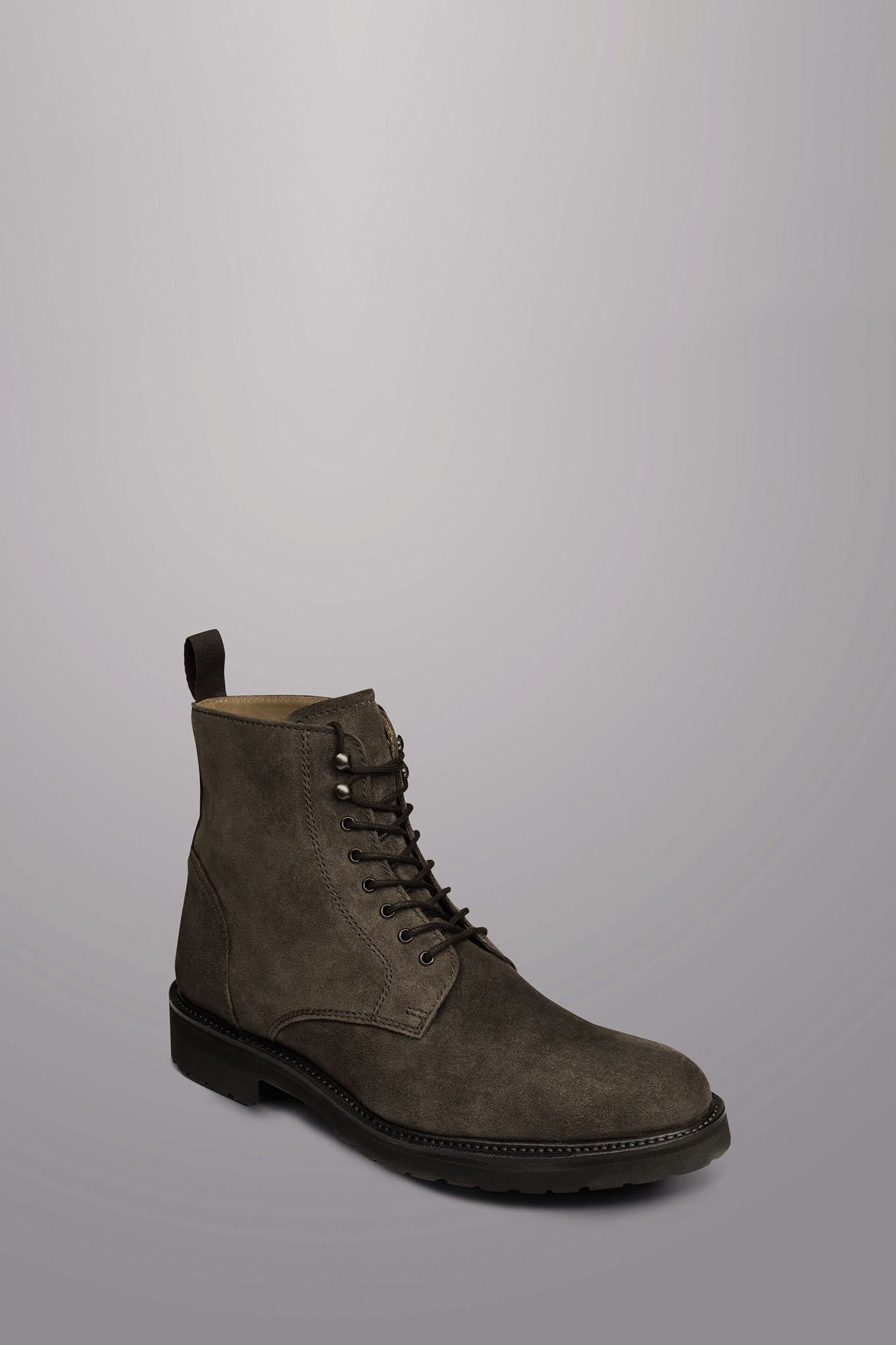 Charles Tyrwhitt Brown Waxed Suede Lace Up Boots - Image 2 of 4