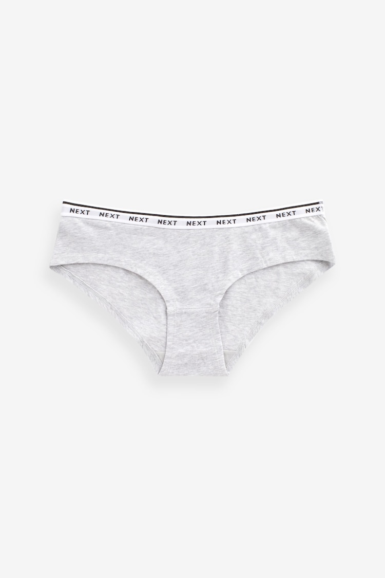 White/Grey/Pink/Light Green Short Cotton Rich Logo Knickers 4 Pack - Image 2 of 5