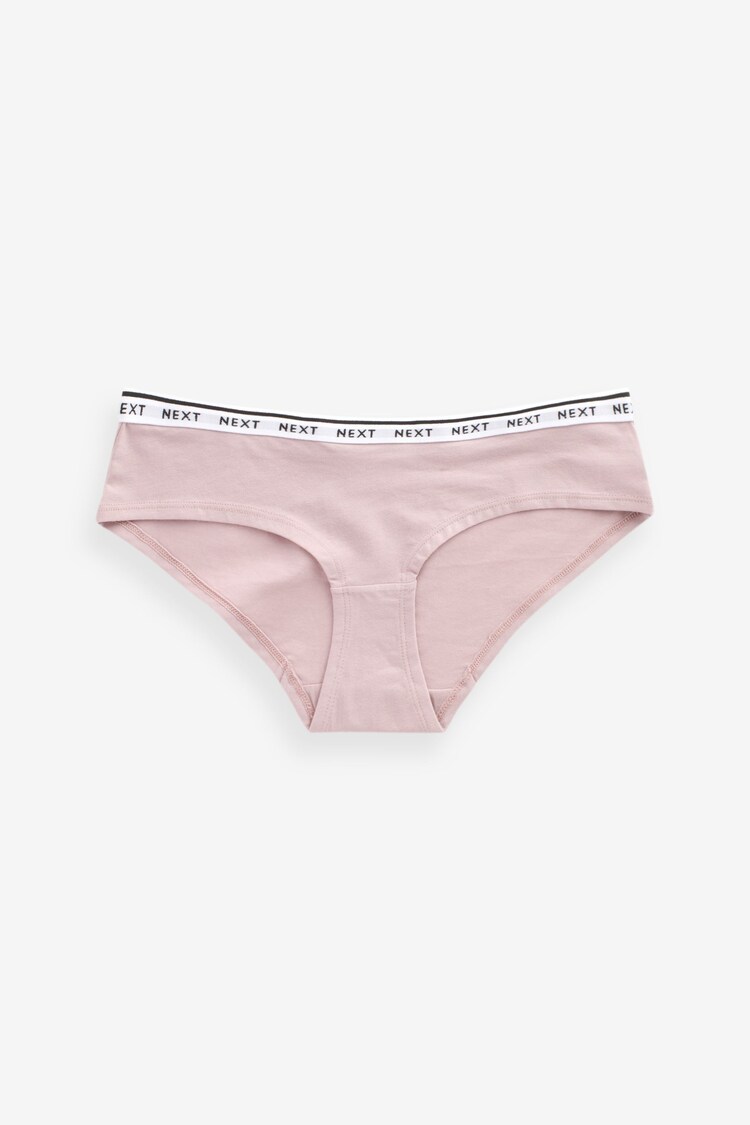 White/Grey/Pink/Light Green Short Cotton Rich Logo Knickers 4 Pack - Image 5 of 5