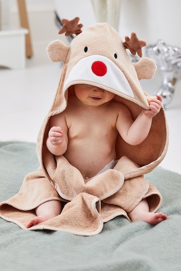 JoJo Maman Bébé Reindeer Character Hooded Towel