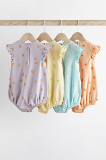 Multi Pastel Fruits Baby Bloomer Rompers 4 Pack